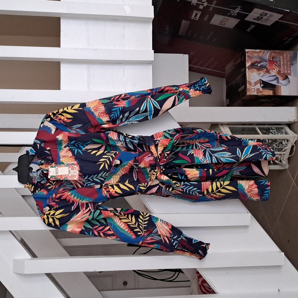 Farm Rio NWT short multiprint dress w Pockets szS 100%cotton